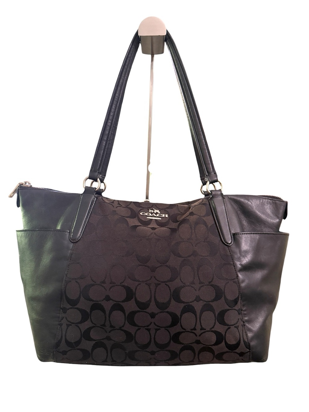 Coach Ava Zip Top Tote with Signature Jaquard and Leather